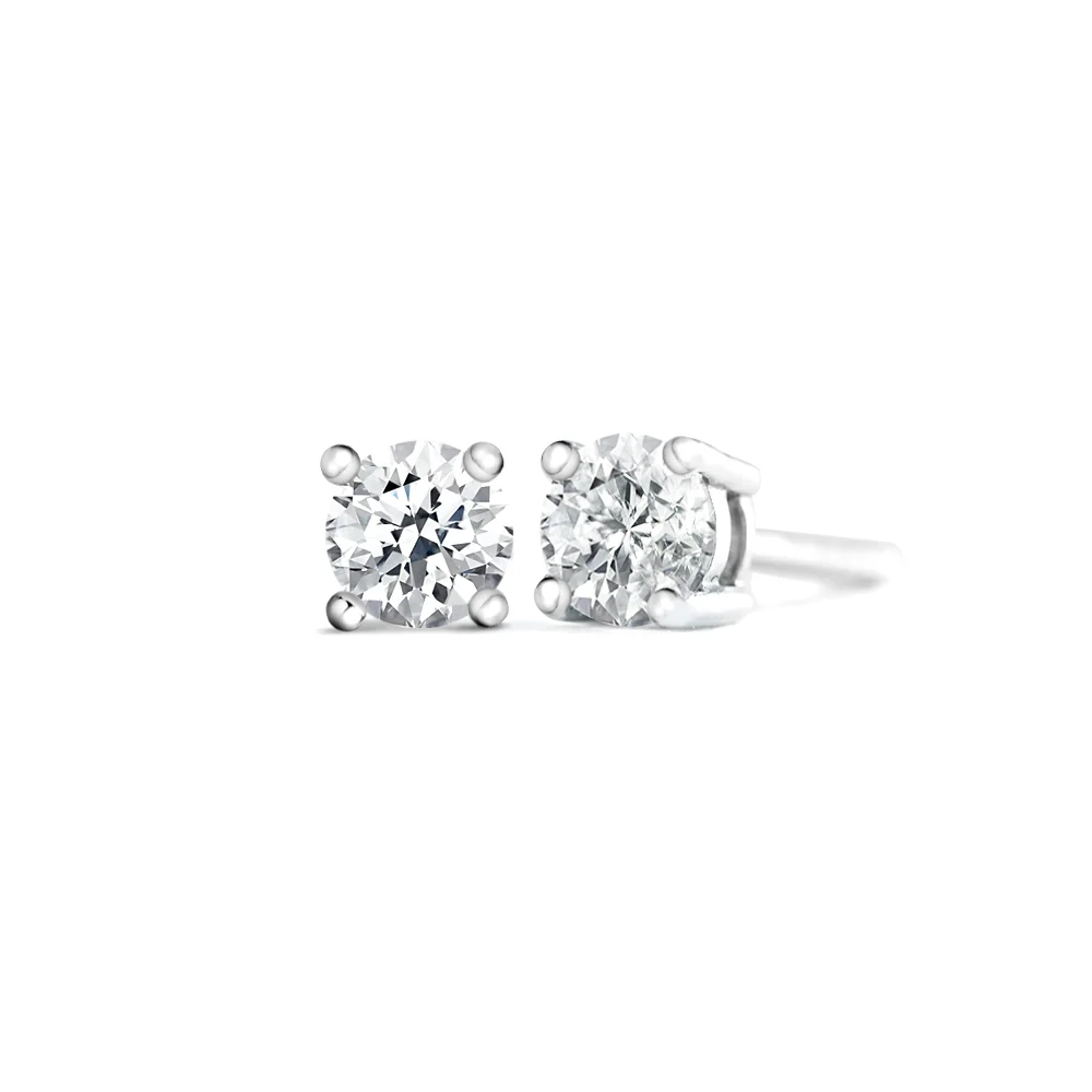 18ct White Gold Diamond Earrings 4 claw 0.15ct tw - Image 3