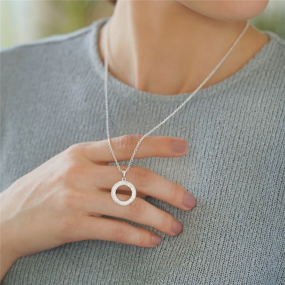 Circle Pendant Multi Clear Stones - Image 2