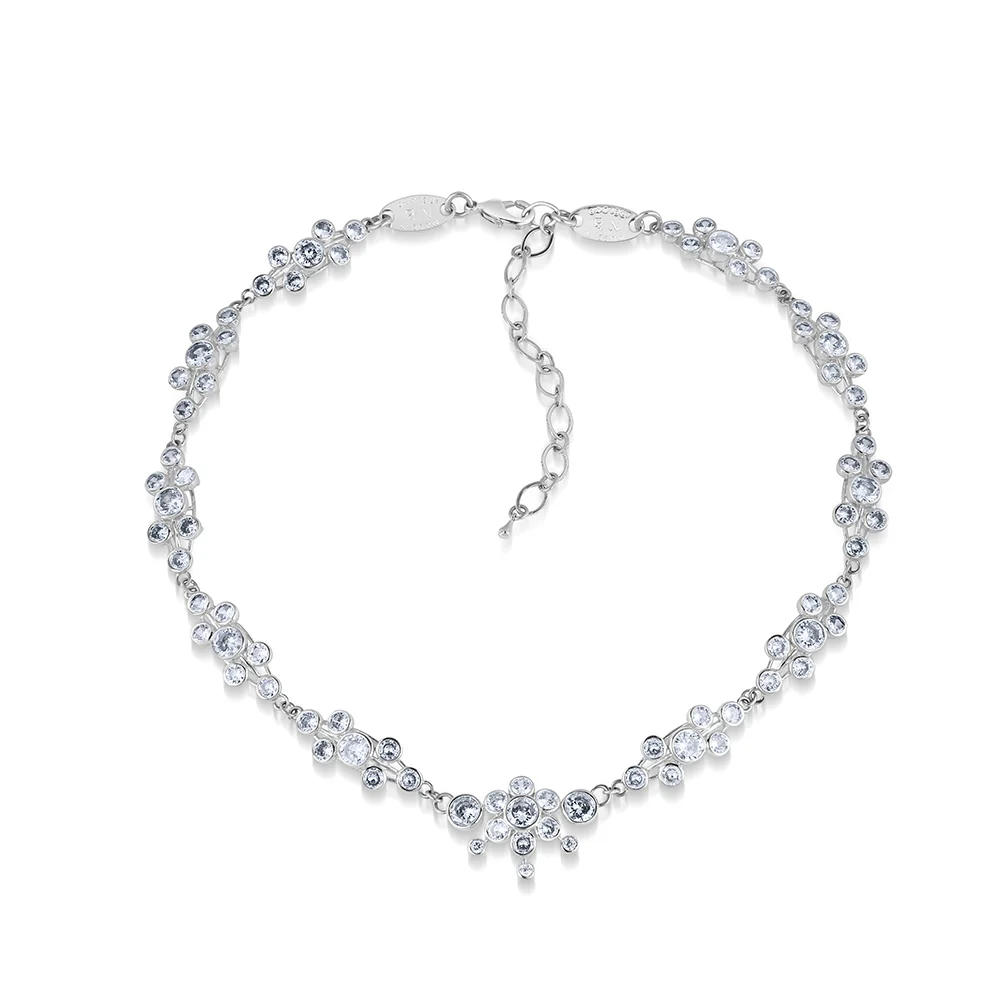 Cluster Floral Necklace with Clear Stones