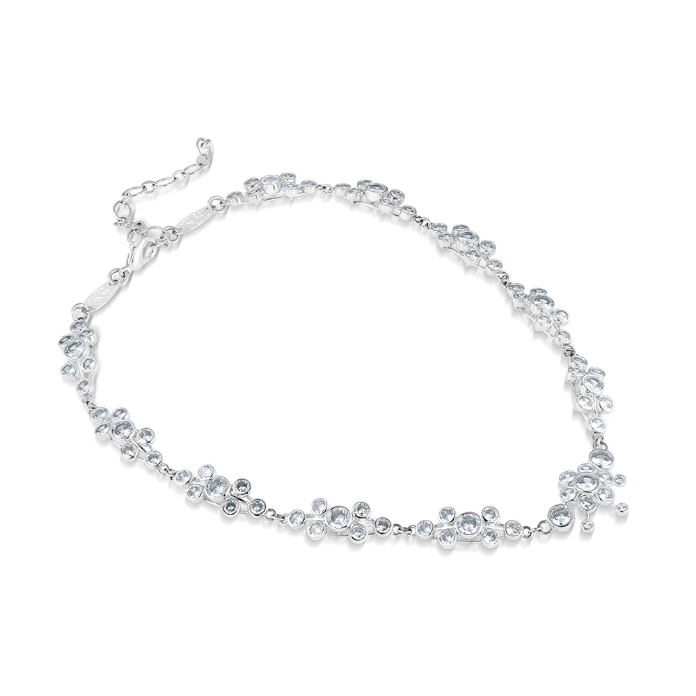 Cluster Floral Necklace with Clear Stones - Image 3