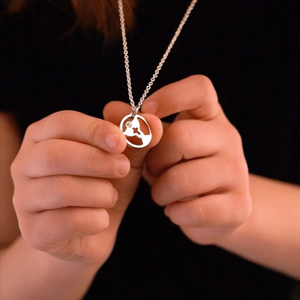 First Communion Pendant with Clear Stone - Image 2