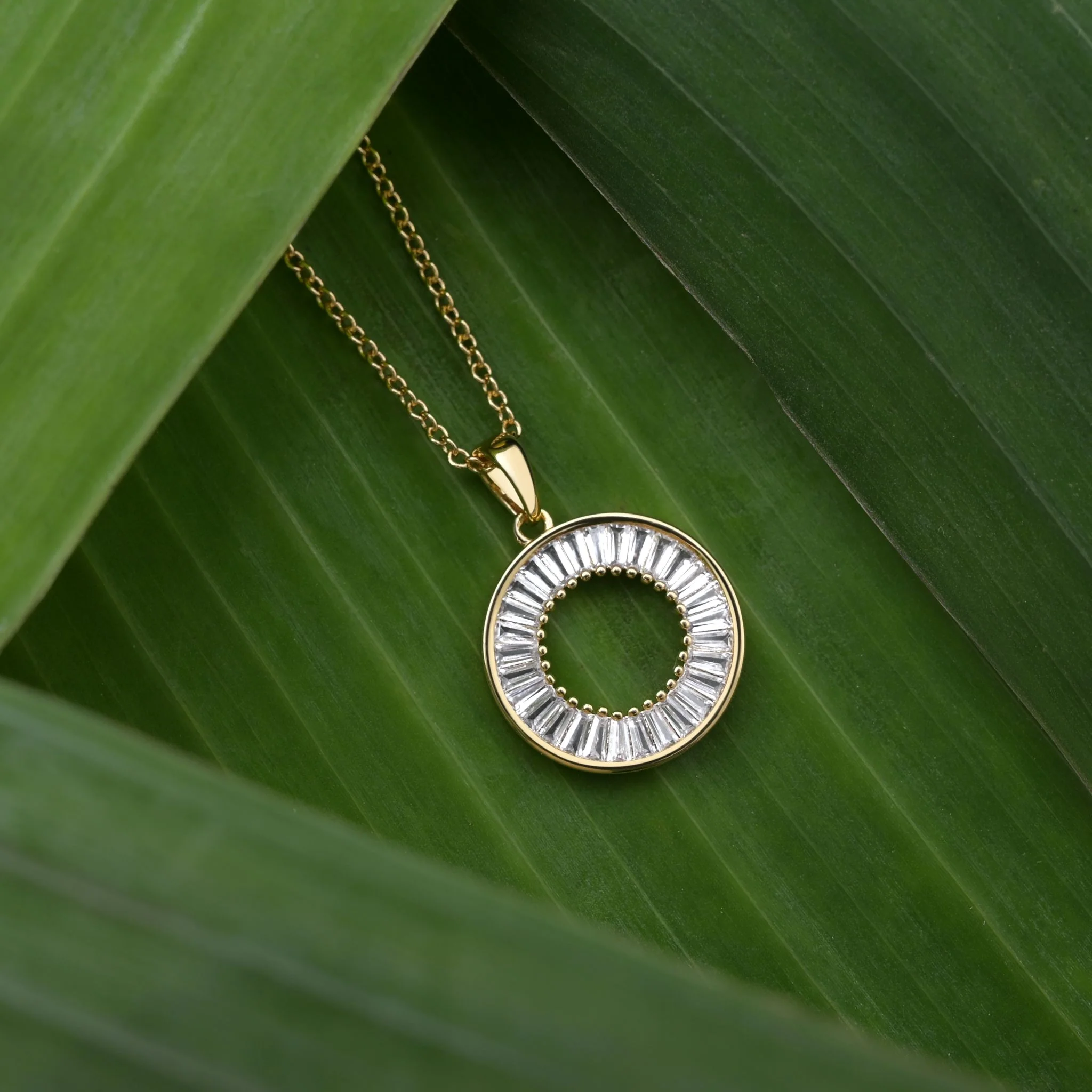 Gold Plated Baguette Stone Pendant - Image 2
