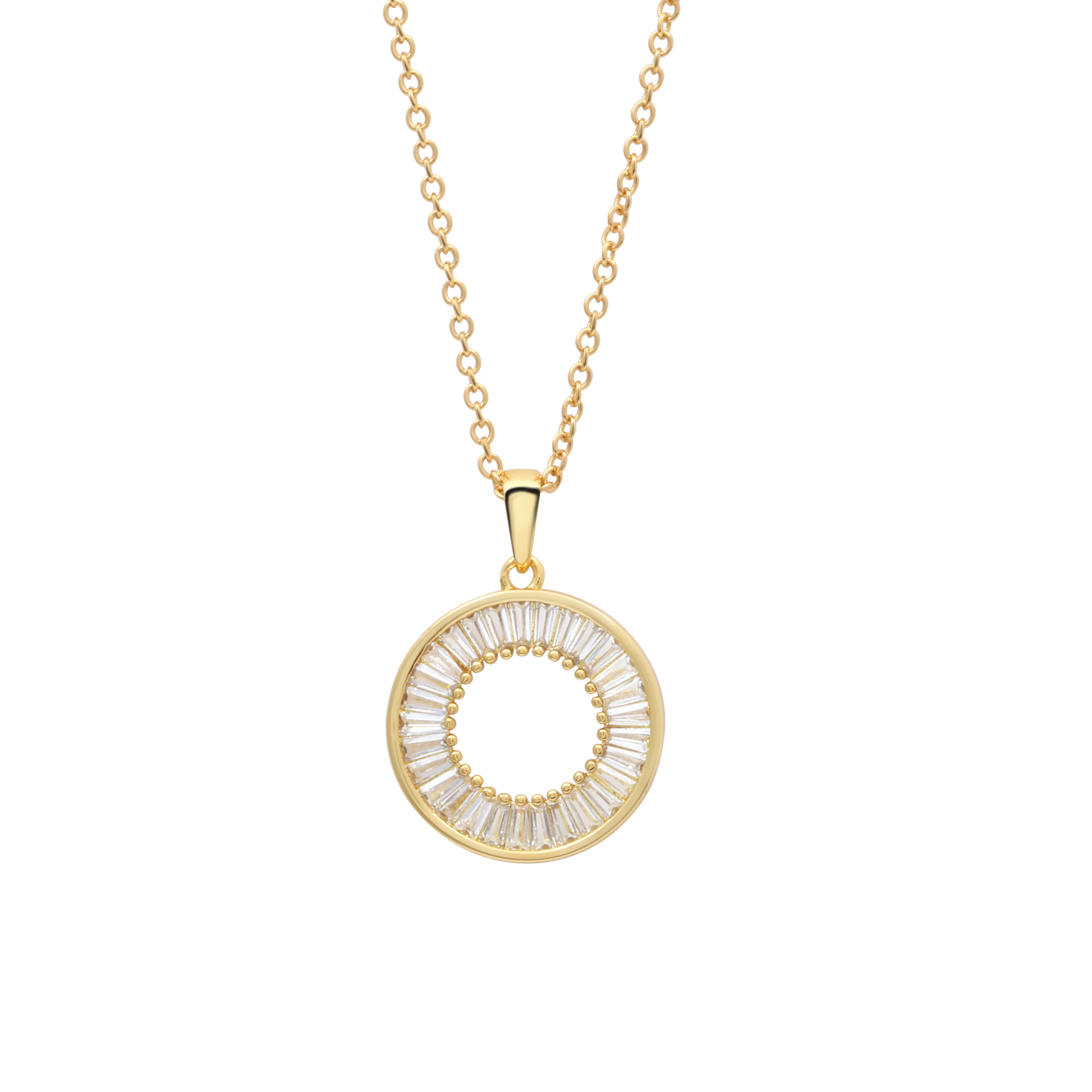 Gold Plated Baguette Stone Pendant - Image 3