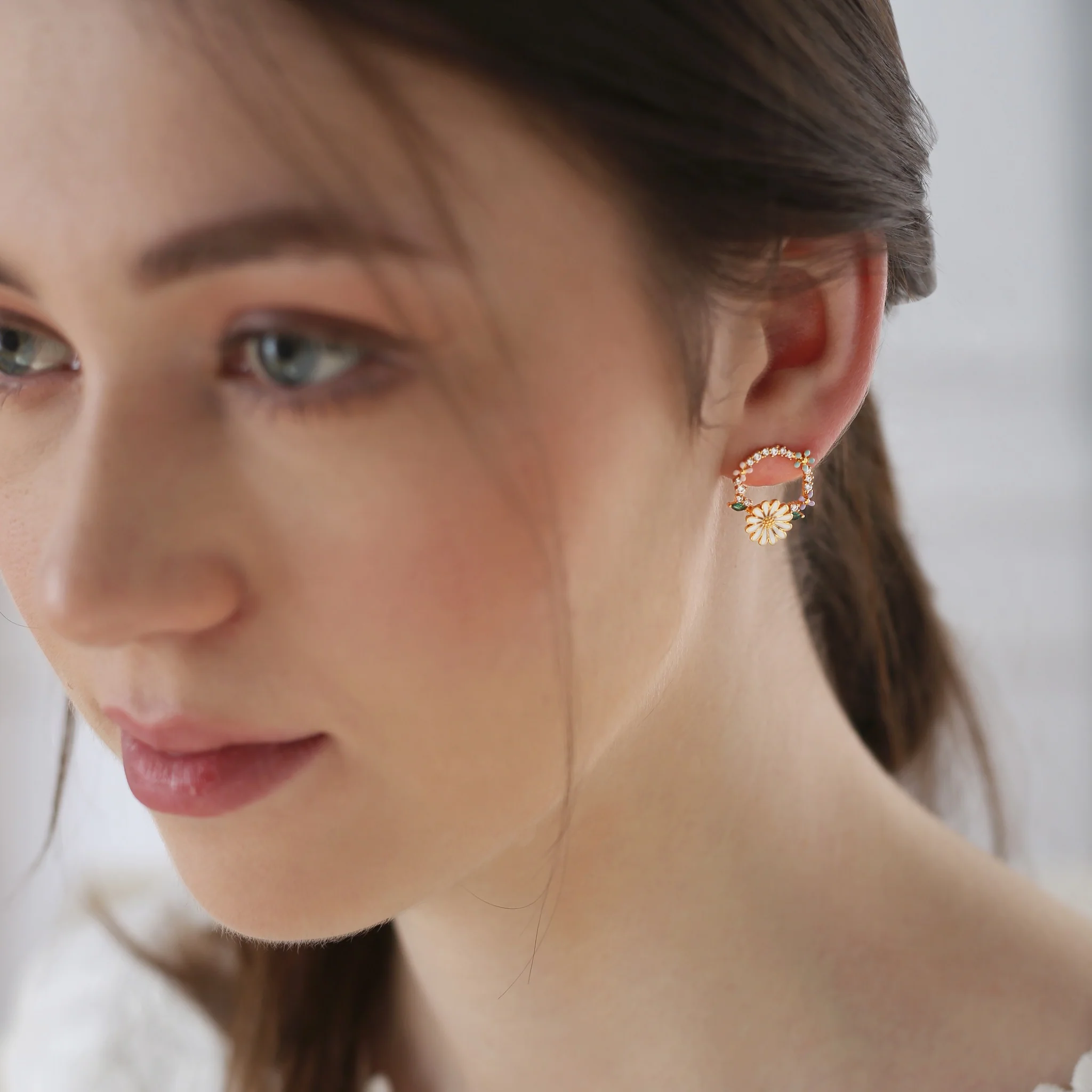 Gold Plated Daisy Earrings - Image 2