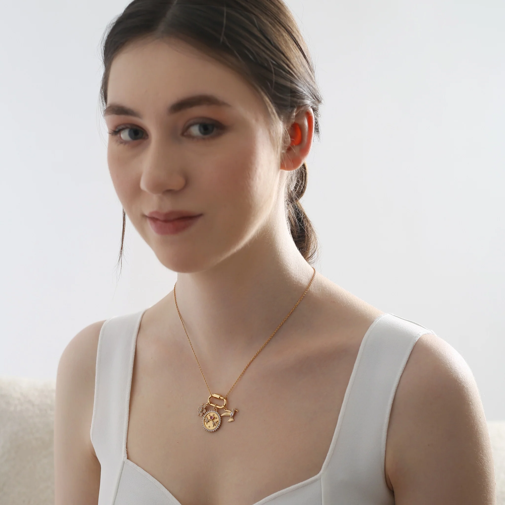 Gold Plated Hummingbird Charm Necklace - Image 5