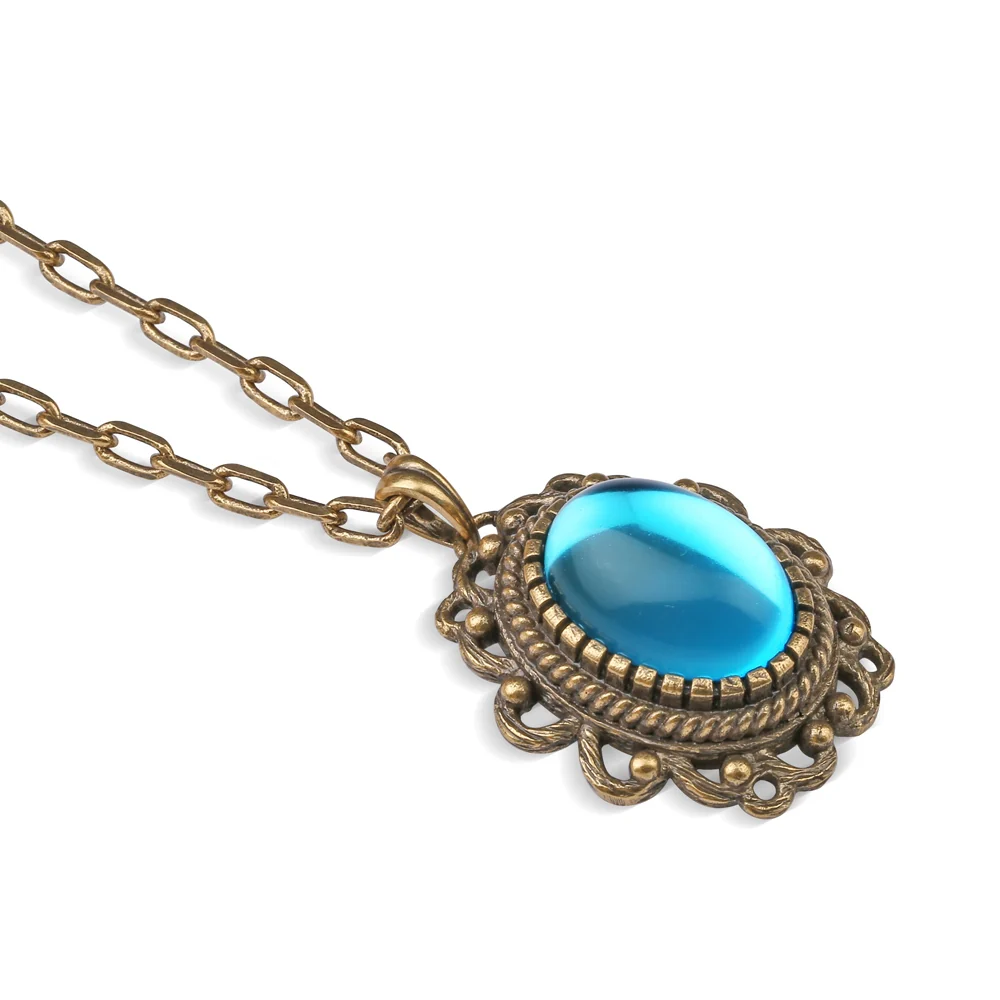 Gold Plated Pendant with Blue Stone - Image 3