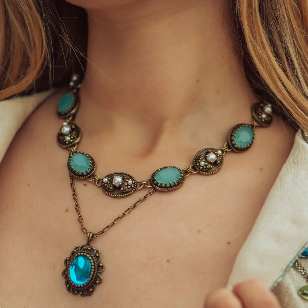 Gold Plated Pendant with Blue Stone - Image 4