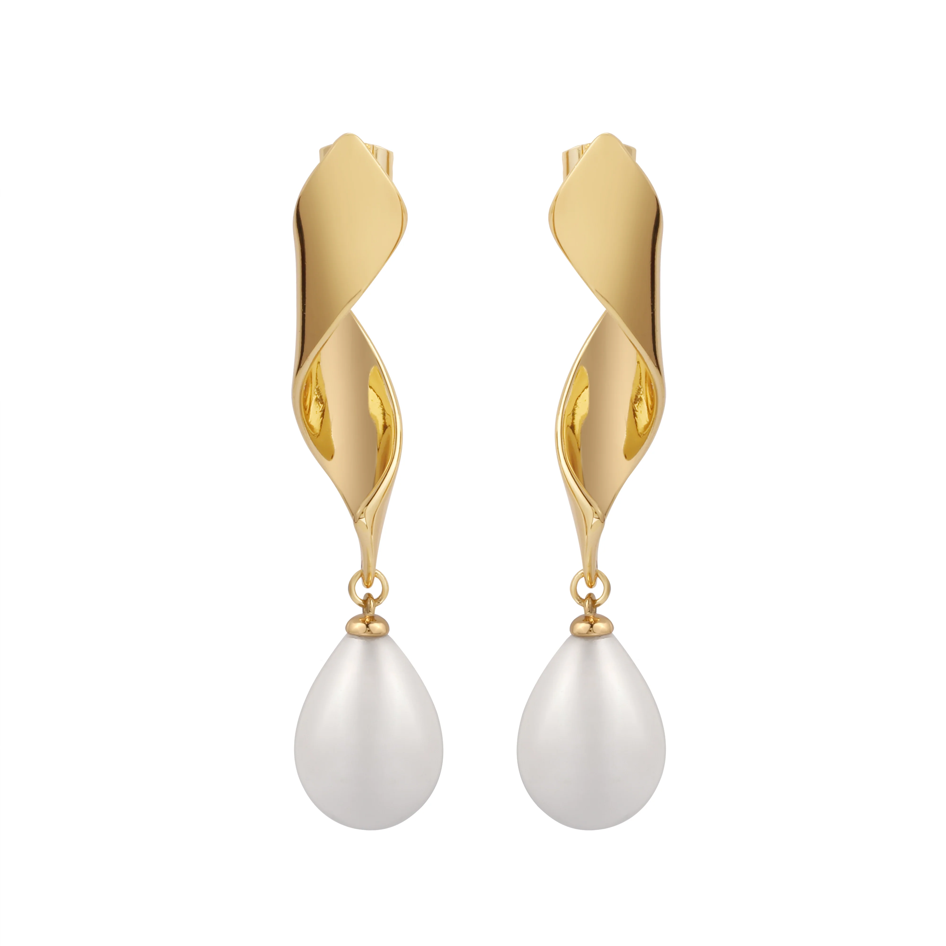 Gold Plated Statement Pearl Earrings