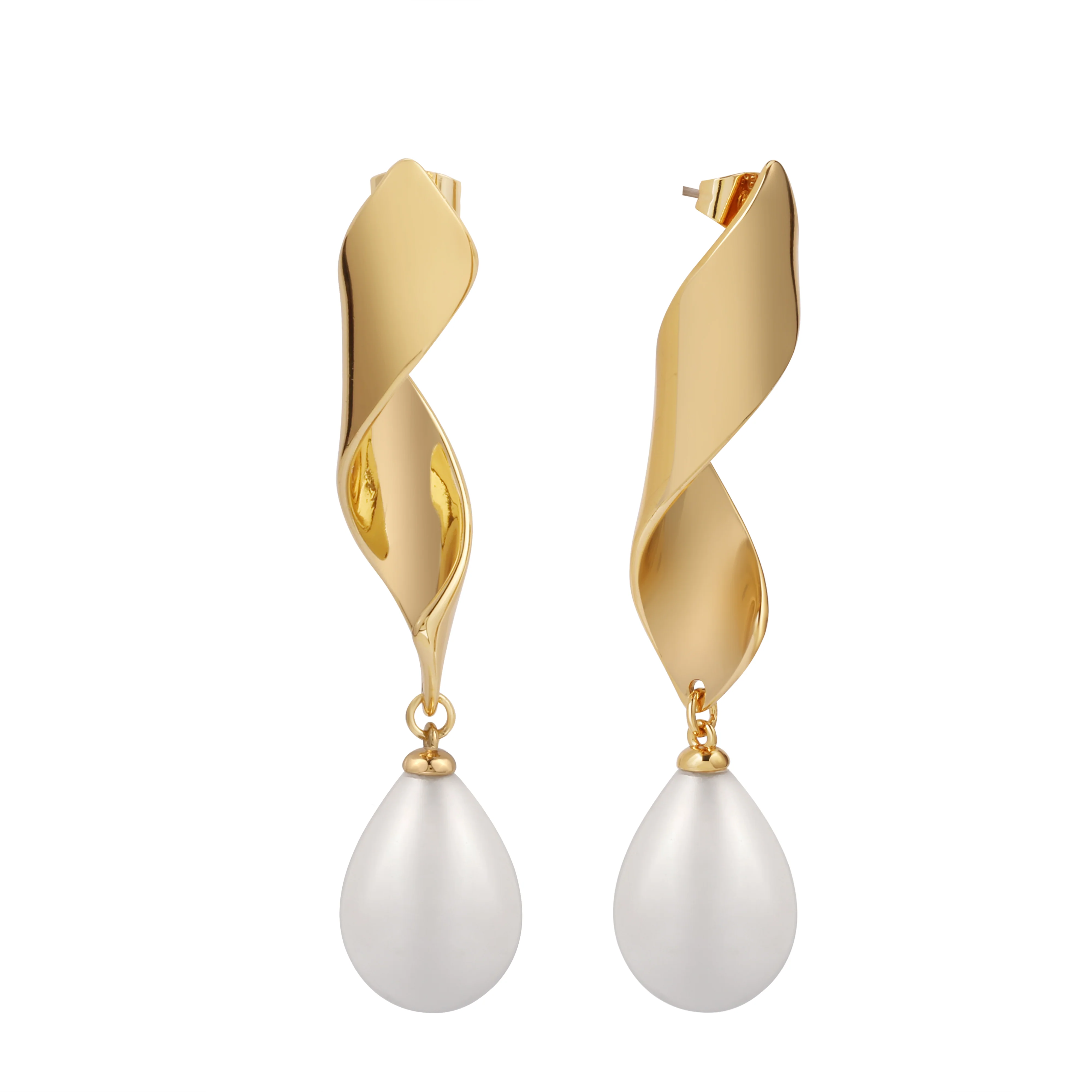 Gold Plated Statement Pearl Earrings - Image 3