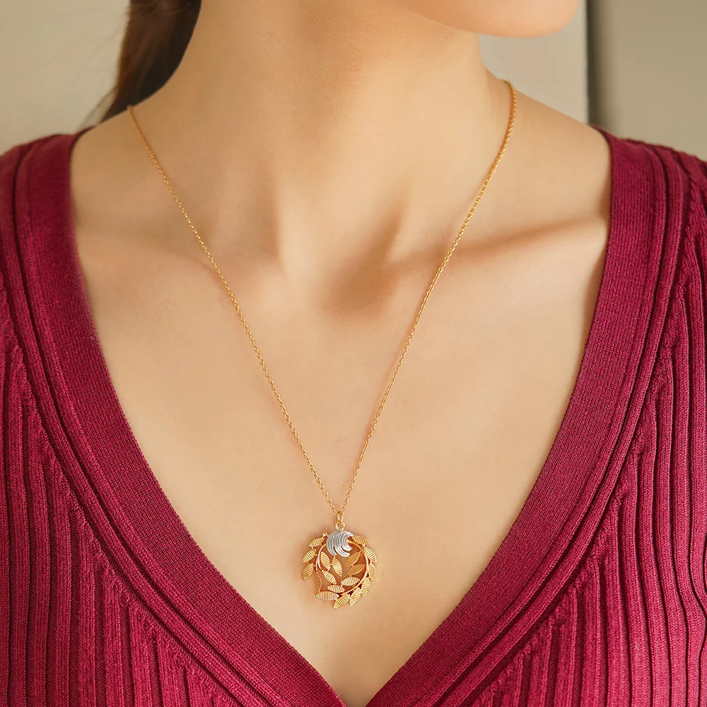 Gold & Silver Plated Leaf Pendant - Image 4