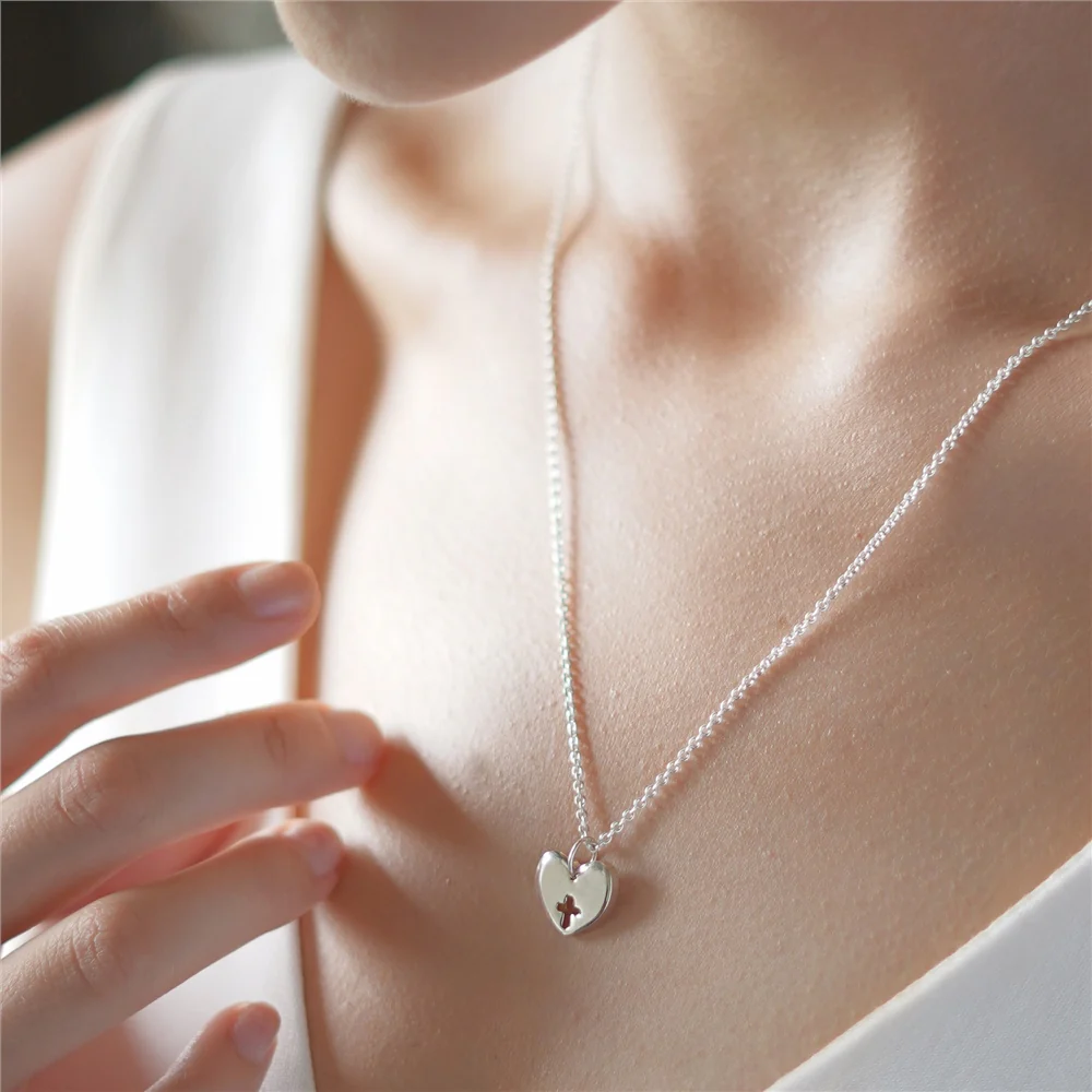Heart Pendant with Cross - Image 2