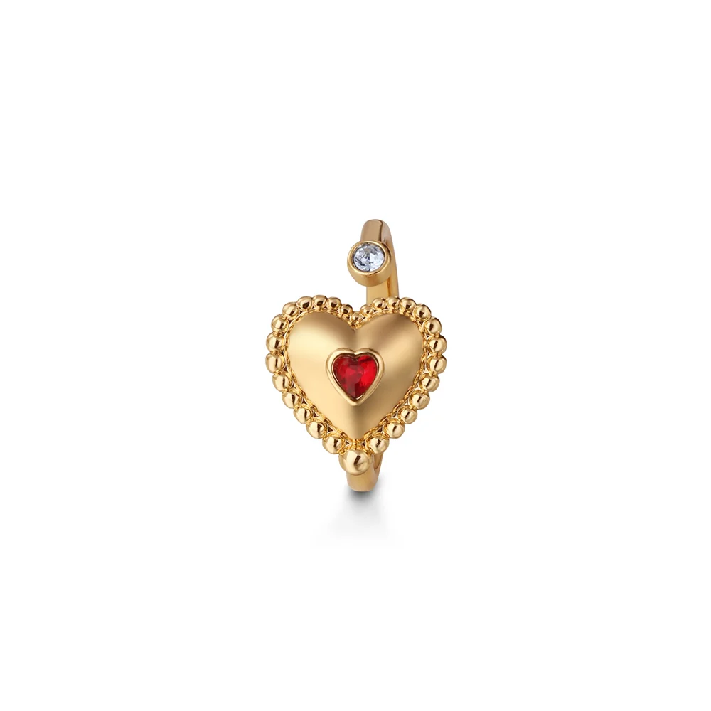 Heart Revolving Ring with Ruby Red Stones - Image 3