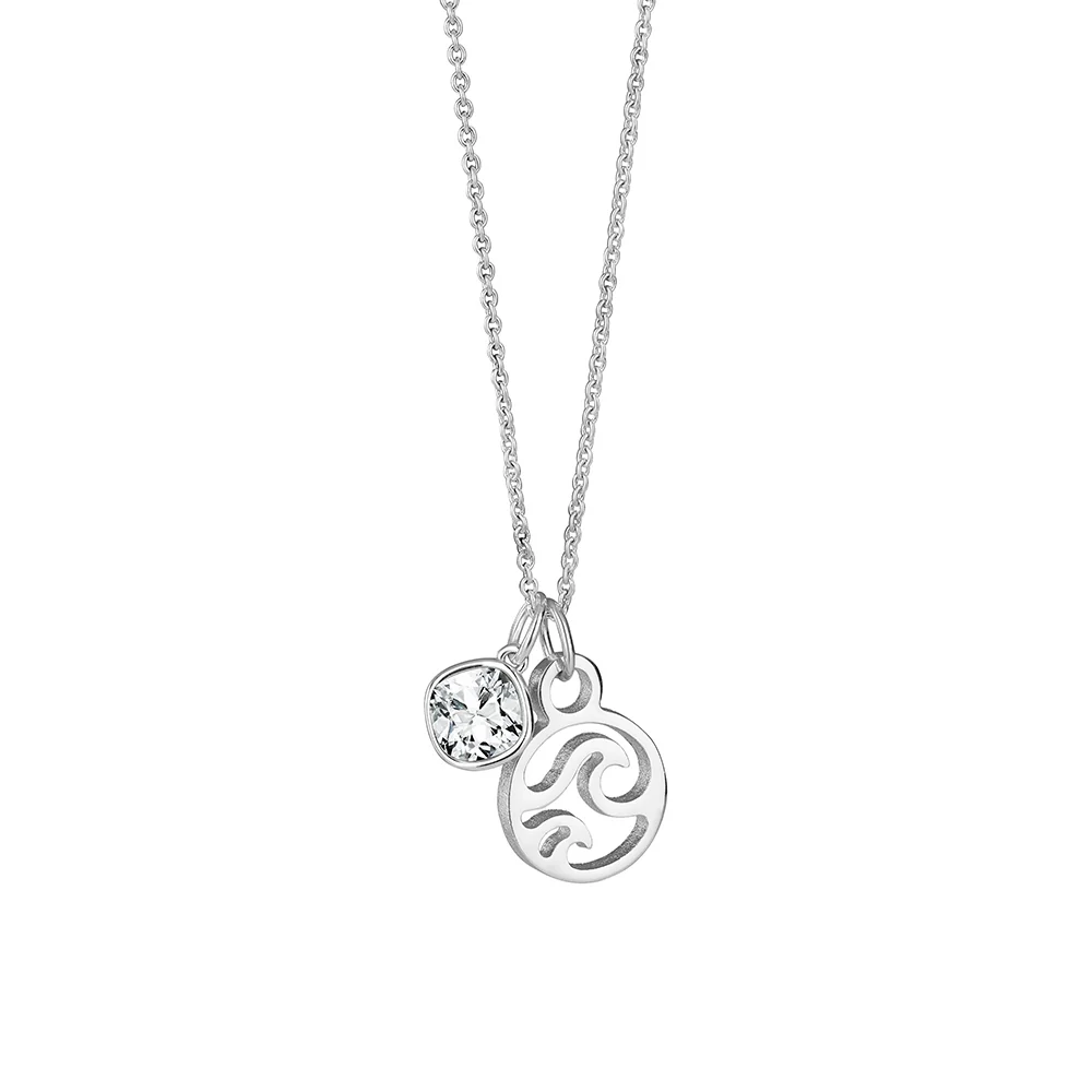 Ocean Silver Plated Pendant with Clear Stone - Image 4