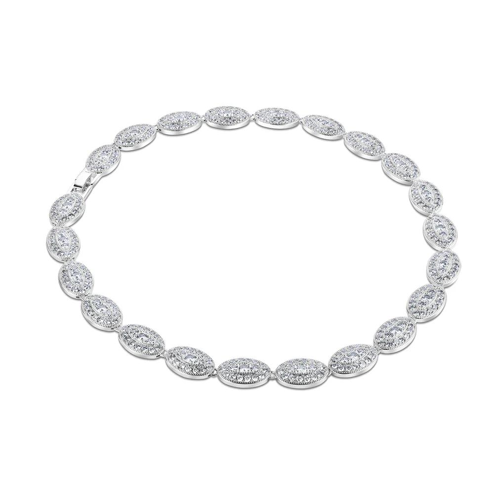 Oval Necklace with Clear Stones - Image 3