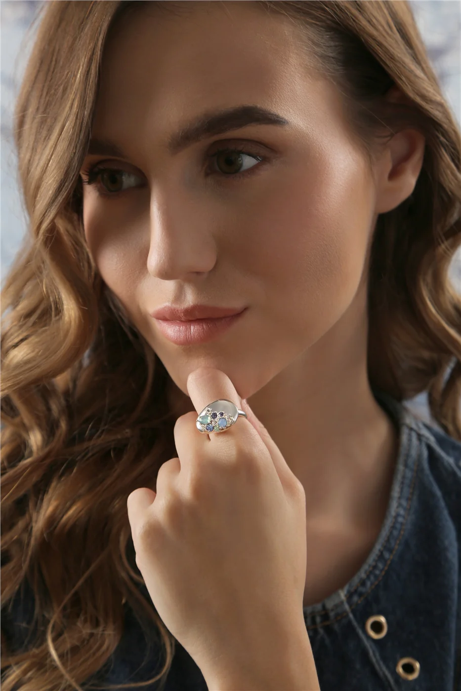 Ring with Blue and Clear Stones - Image 2