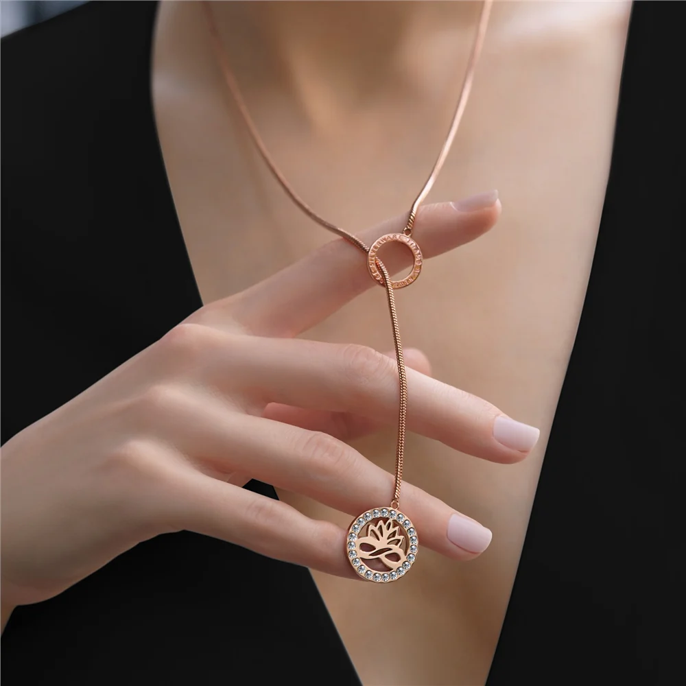 Rose Gold Plated Pendant Lotus Flower - Image 2