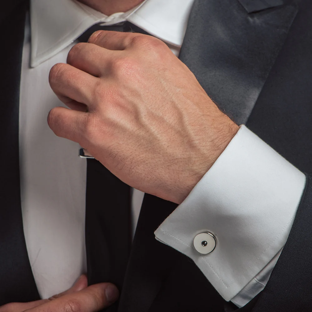Round Cufflinks Black Stone - Image 3