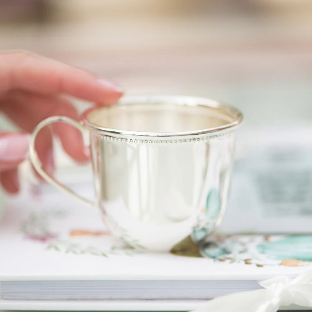 Silver Plated Beaded Christening Cup - Image 2