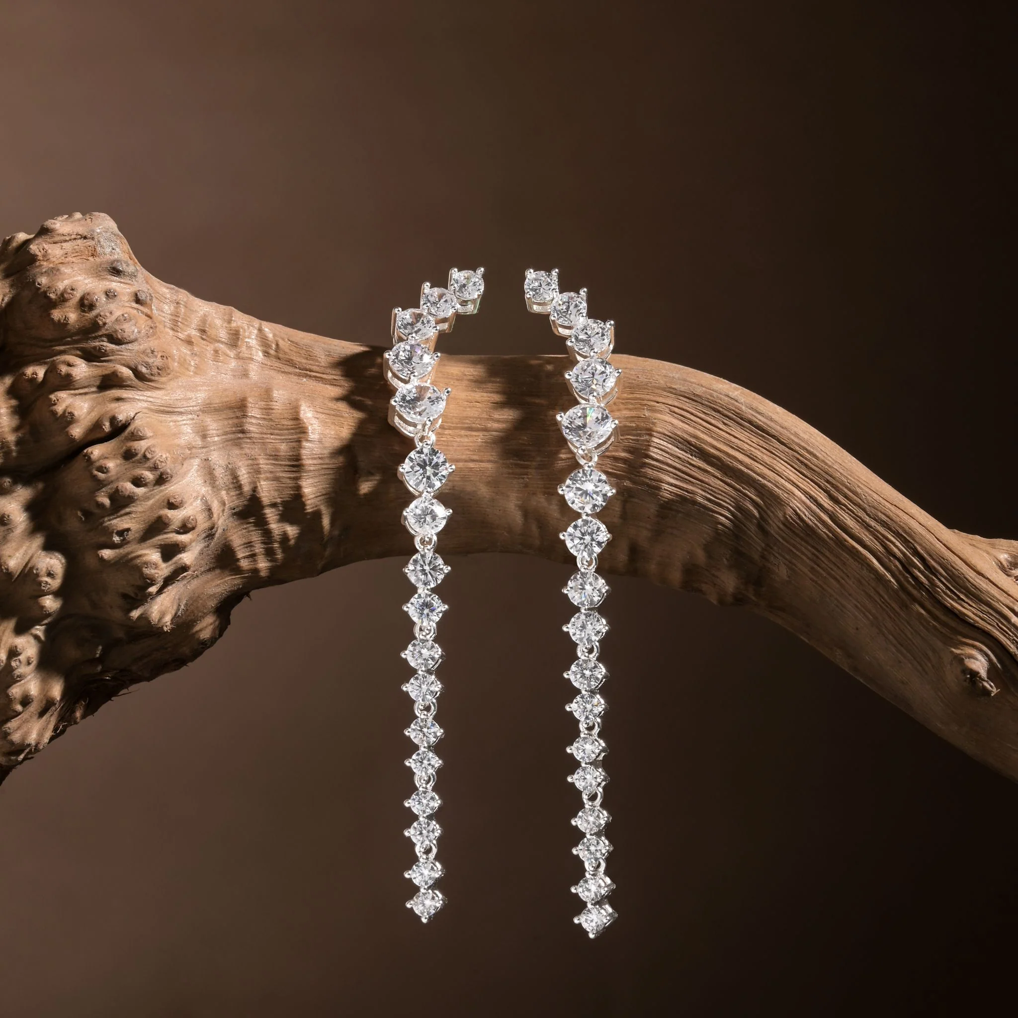 Silver Plated Cubic Zirconia Drop Earrings - Image 2