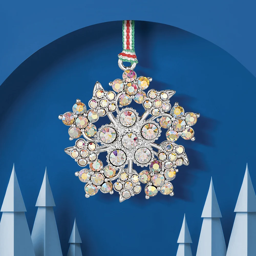Snowflake with AB Crystals Christmas Tree Decoration - Image 2