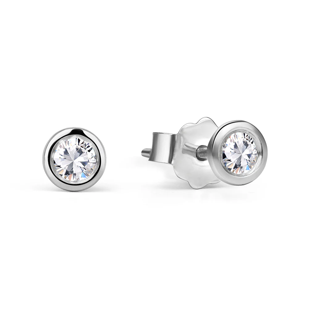 Sterling Silver Bezel Set Lab Grown Diamond Earrings 0.2ct - Image 5