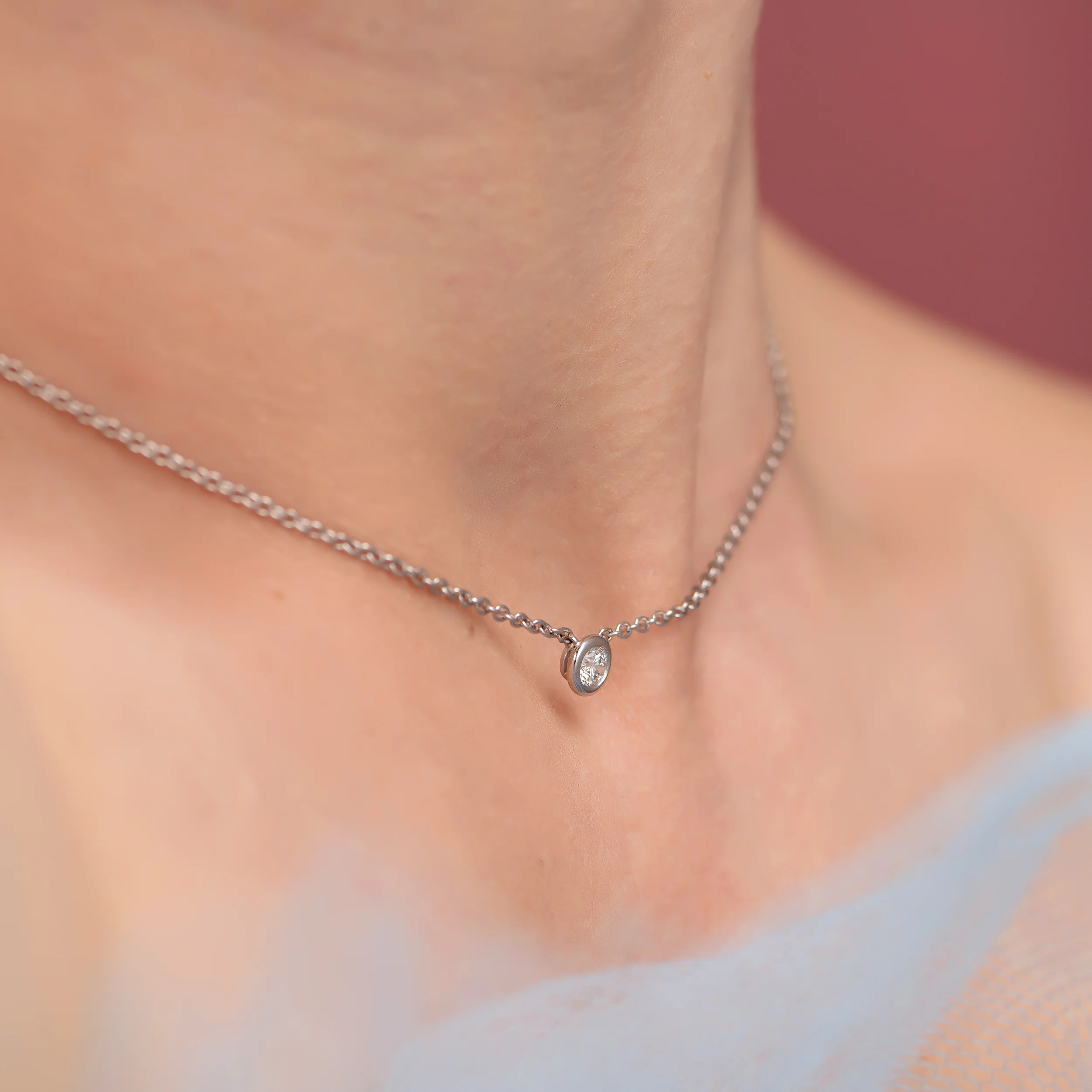 Sterling Silver Bezel Set Lab Grown Diamond Pendant 0.2ct - Image 2