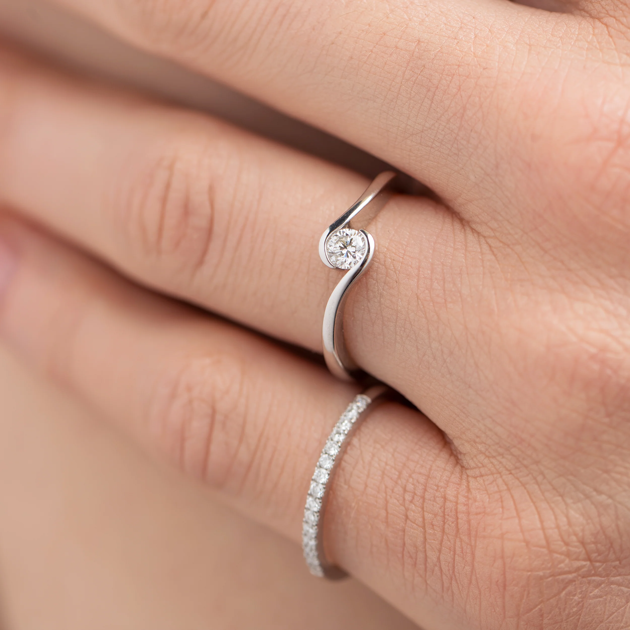 Sterling Silver Channel Set Lab Grown Diamond Ring 0.2ct Size N - Image 4