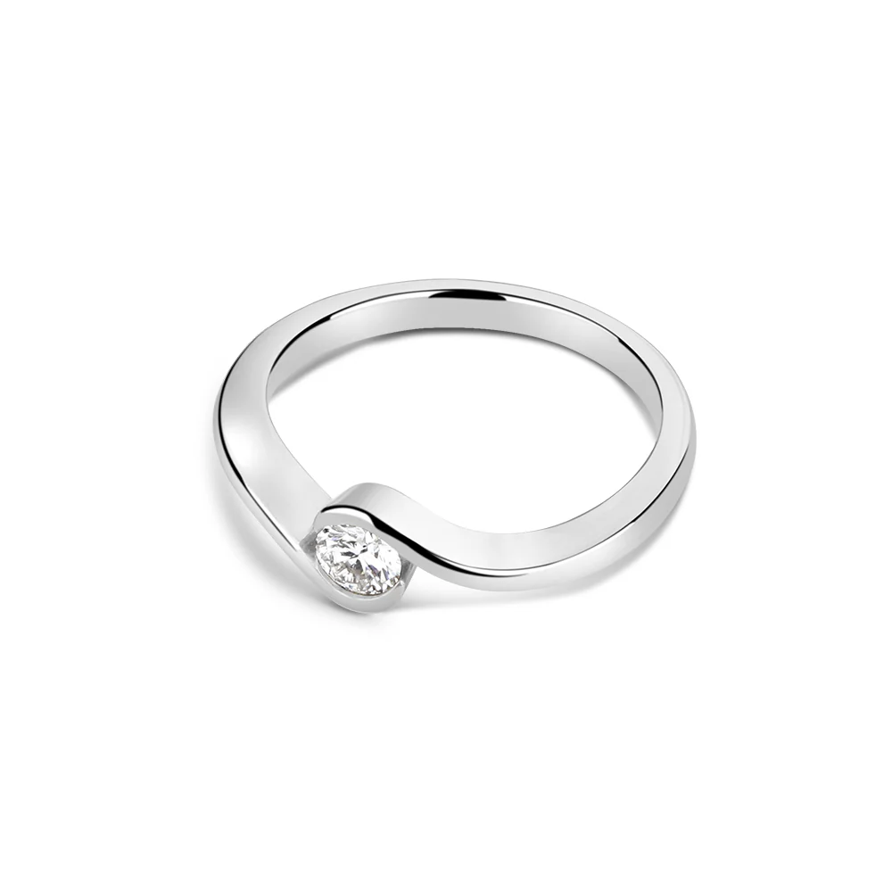 Sterling Silver Channel Set Lab Grown Diamond Ring 0.2ct Size N - Image 7
