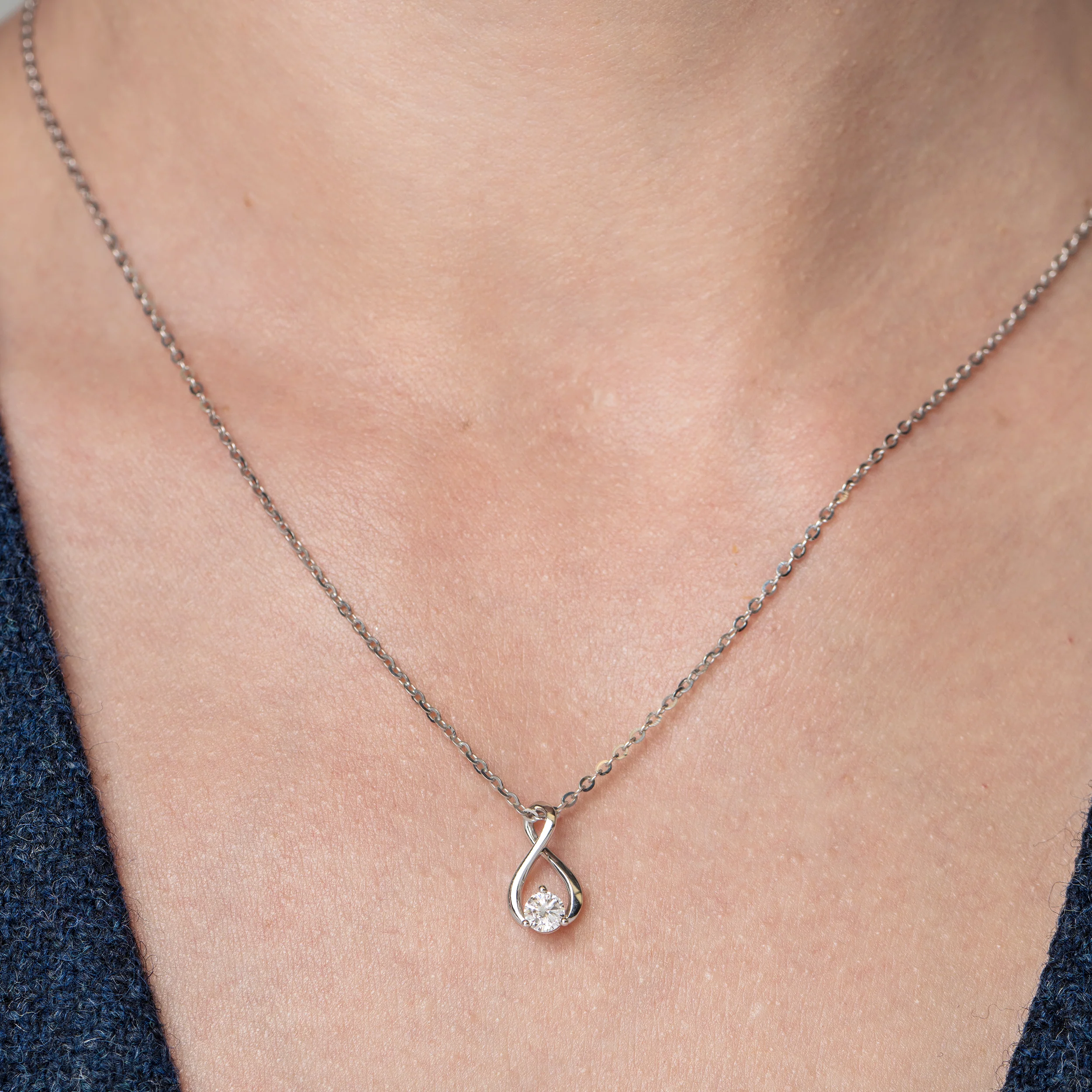 Sterling Silver Lab Grown Diamond Infinity Pendant 0.3ct - Image 2