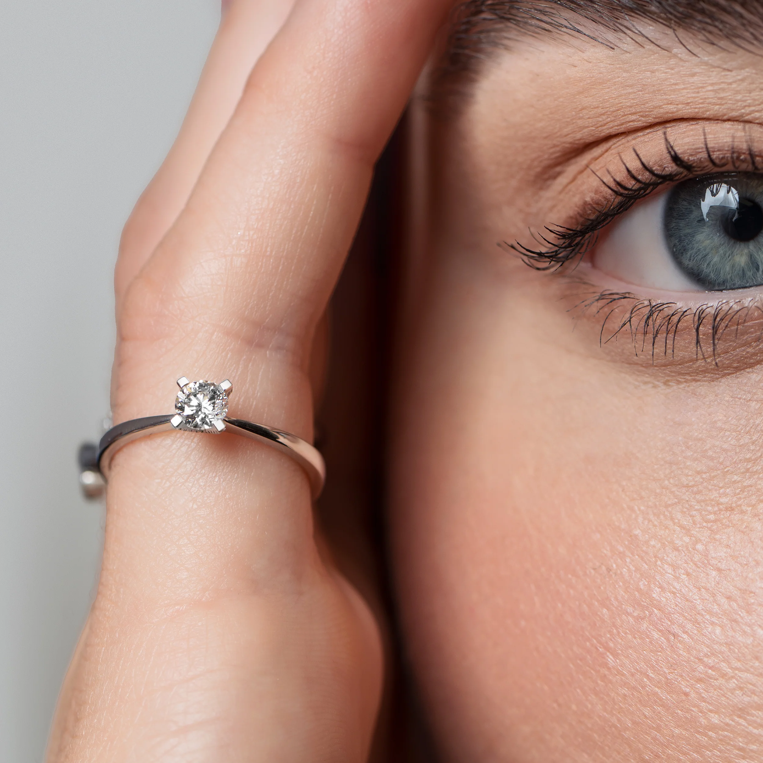 Sterling Silver Solitaire Lab Grown Diamond Ring 0.35ct Size N - Image 2