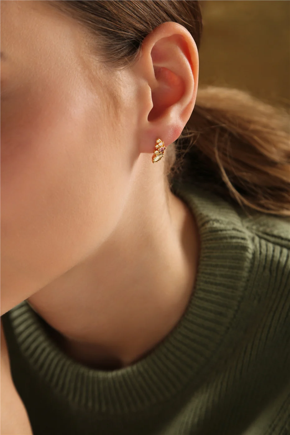 Stud Earrings with Mixed Stones - Image 3