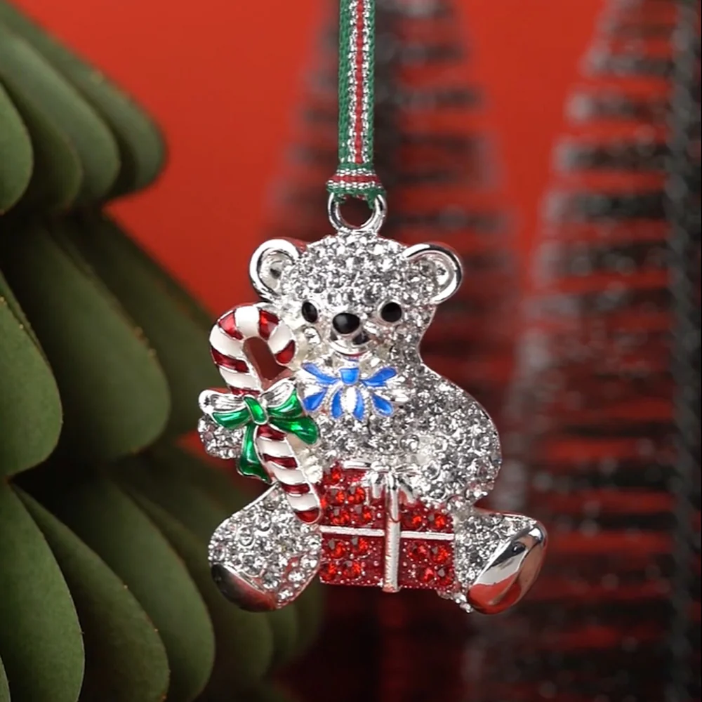 Teddy Bear Candy Cane Christmas Tree Decoration - Image 2