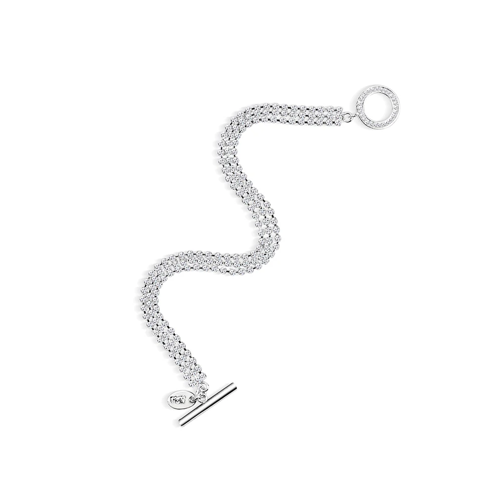 Triple Strand Bracelet with Clear Stones - Image 3