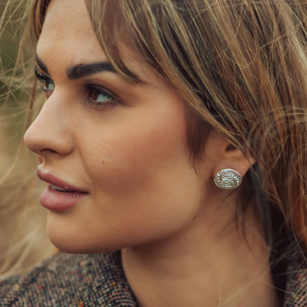 Twist Earrings with Clear Stones - Image 4