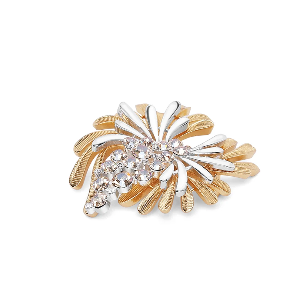 Two Tone Brooch with Crystal Honey Stones - Image 3